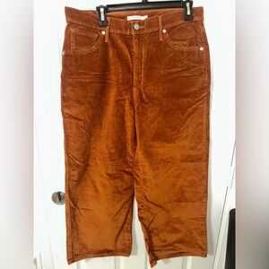 Corduroy Levi Strauss Mile High Waisted Cropped Wide Leg Pants Burnt Orange